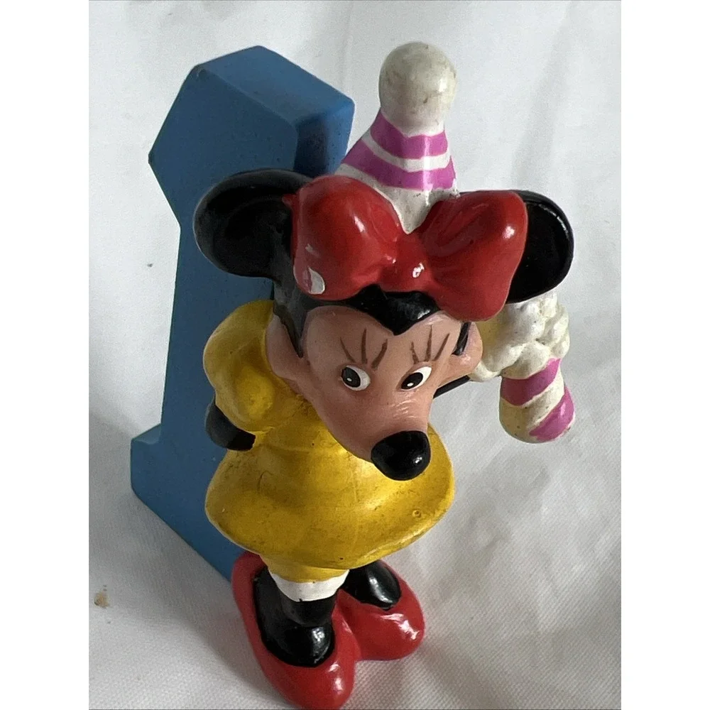 Vintage 1980's Disney Minnie Mouse 1st‎ Birthday No. 1 cake topper PVC Figure 2